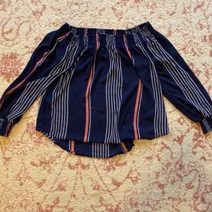 Striped off the shoulder long sleeve